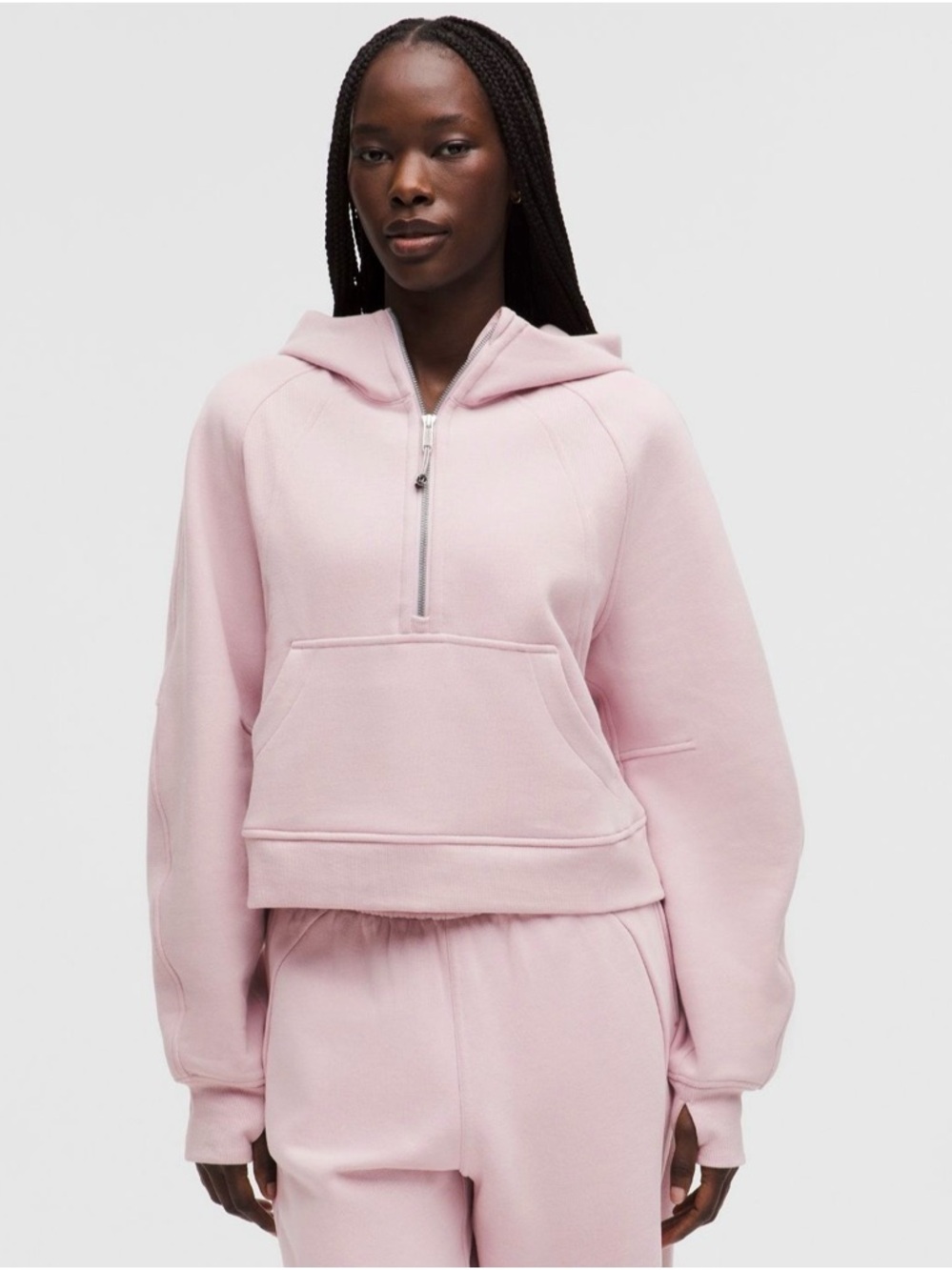 lululemon athletica Light Pink Cropped Half-Zip Hoodie
